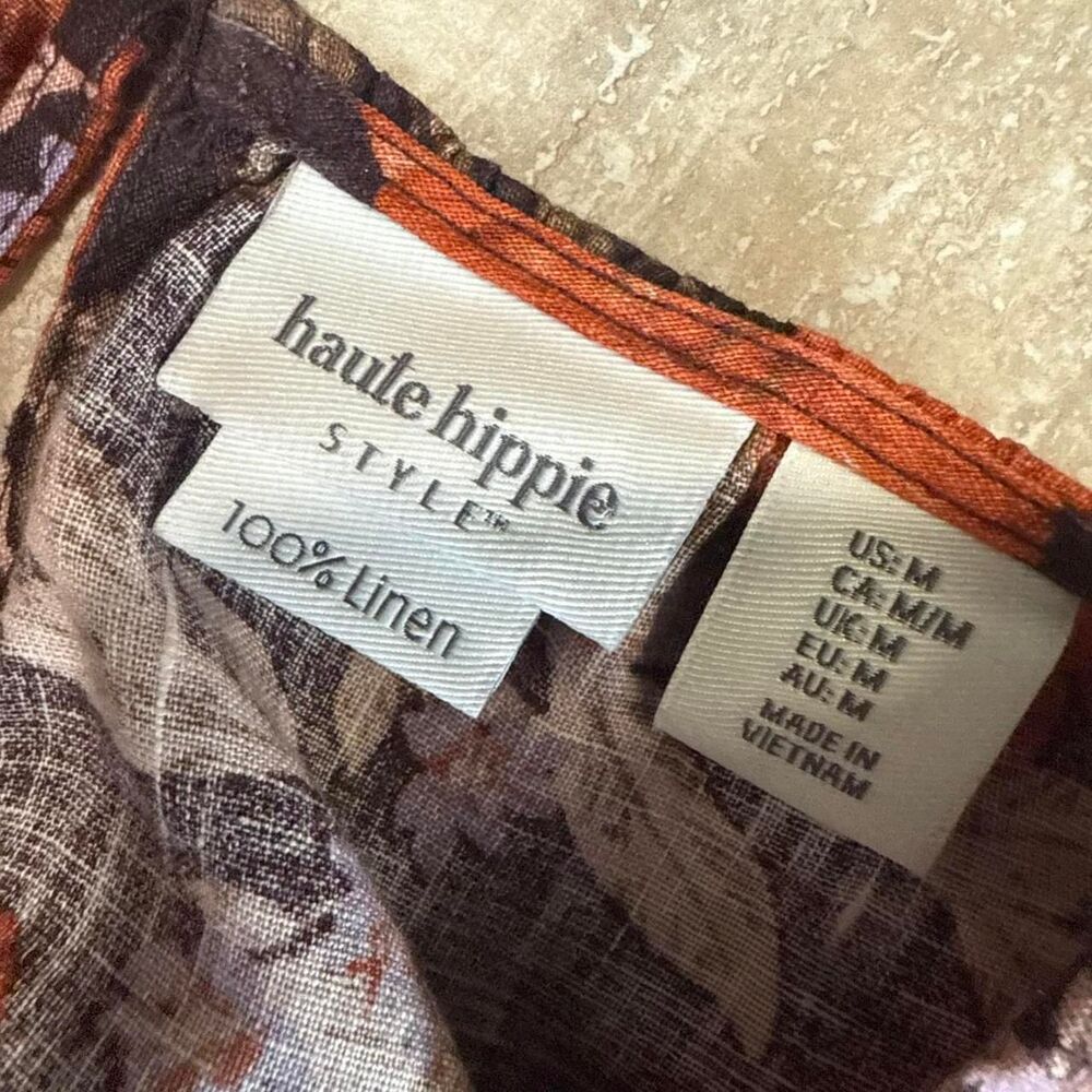 Haute Hippie 100% Linen boho resort cottage Skirt Crop Top Set Sz M maxi midi - Picture 7 of 8